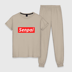 Пижама хлопковая женская Senpai Supreme, цвет: миндальный