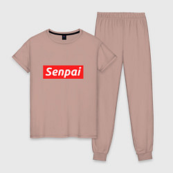 Пижама хлопковая женская Senpai Supreme, цвет: пыльно-розовый