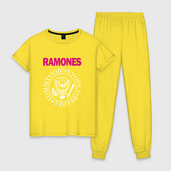 Пижама хлопковая женская Ramones Boyband, цвет: желтый