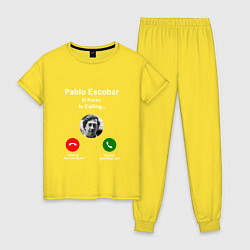 Пижама хлопковая женская Escobar is calling, цвет: желтый
