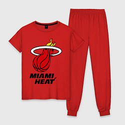 Пижама хлопковая женская Miami Heat-logo, цвет: красный