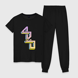 Пижама хлопковая женская 420 Geometry, цвет: черный