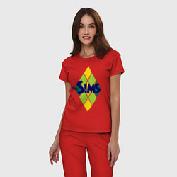 Пижама хлопковая женская The Sims, цвет: красный — фото 2