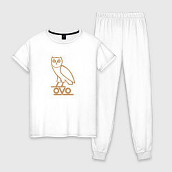 Пижама хлопковая женская OVO Owl, цвет: белый