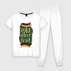 Пижама хлопковая женская Oktoberfest Germany, цвет: белый