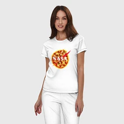 Пижама хлопковая женская NASA: Pizza, цвет: белый — фото 2