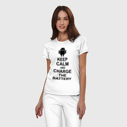 Пижама хлопковая женская Keep Calm & Charge The Battery (Android), цвет: белый — фото 2