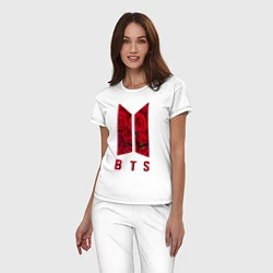 Пижама хлопковая женская BTS Roses, цвет: белый — фото 2