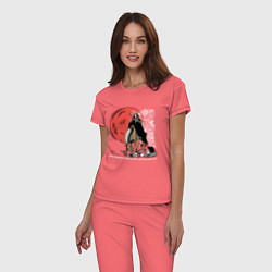 Пижама хлопковая женская Темный всадник, цвет: коралловый — фото 2