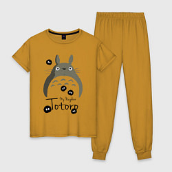 Пижама хлопковая женская My Neighbor Totoro, цвет: горчичный