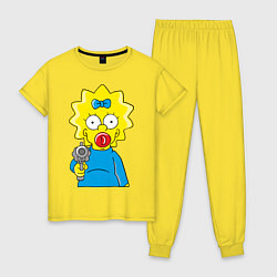 Пижама хлопковая женская Мэгги с револьвером, цвет: желтый