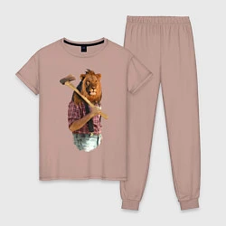 Пижама хлопковая женская Lion lumberjack, цвет: пыльно-розовый