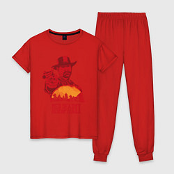 Пижама хлопковая женская Red Dead Redemption 2, цвет: красный