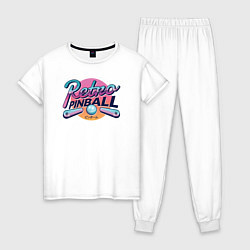 Пижама хлопковая женская Пинбол Ретро, цвет: белый