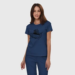 Пижама хлопковая женская Whale forest, цвет: тёмно-синий — фото 2