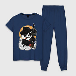 Пижама хлопковая женская Гангстер Панда, цвет: тёмно-синий