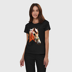 Пижама хлопковая женская Лошадь, цвет: черный — фото 2