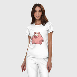 Пижама хлопковая женская Свинка, цвет: белый — фото 2