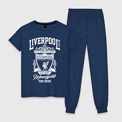 Пижама хлопковая женская Liverpool: Est 1892, цвет: тёмно-синий