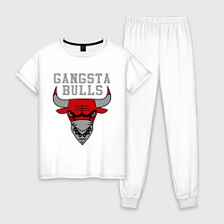 Пижама хлопковая женская Gangsta Bulls, цвет: белый