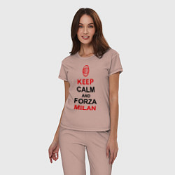 Пижама хлопковая женская Keep Calm & Forza Milan, цвет: пыльно-розовый — фото 2