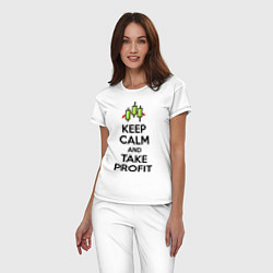 Пижама хлопковая женская Keep Calm & Take profit, цвет: белый — фото 2