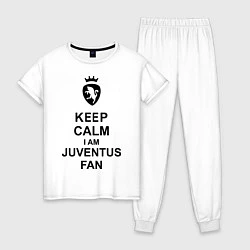 Пижама хлопковая женская Keep Calm & Juventus fan, цвет: белый