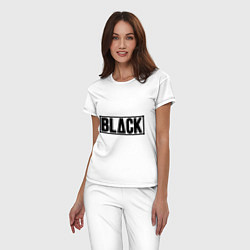 Пижама хлопковая женская BLACK, цвет: белый — фото 2