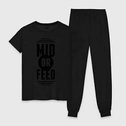 Пижама хлопковая женская Mid or feed, цвет: черный