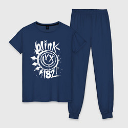 Пижама хлопковая женская Blink-182: Smile, цвет: тёмно-синий