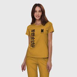 Пижама хлопковая женская BTS Korea, цвет: горчичный — фото 2
