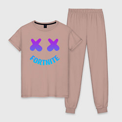 Пижама хлопковая женская FORTNITE x MARSHMELLO, цвет: пыльно-розовый