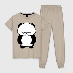 Пижама хлопковая женская Грусть панды, цвет: миндальный