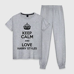 Пижама хлопковая женская Keep Calm & Love Harry Styles, цвет: меланж