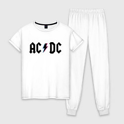 Пижама хлопковая женская AC/DC, цвет: белый