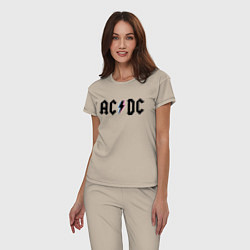 Пижама хлопковая женская AC/DC, цвет: миндальный — фото 2