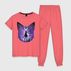 Пижама хлопковая женская Pretty Soldier Sailor Moon, цвет: коралловый