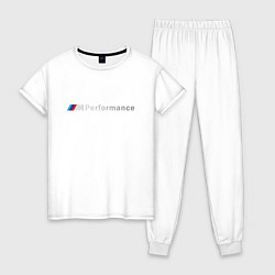 Пижама хлопковая женская BMW M PREFORMANCE НА СПИНЕ, цвет: белый