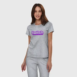 Пижама хлопковая женская Twitch Logo, цвет: меланж — фото 2
