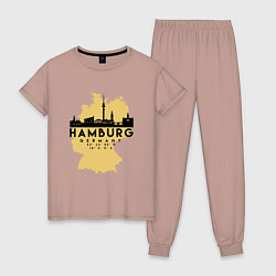 Пижама хлопковая женская Гамбург - Германия, цвет: пыльно-розовый