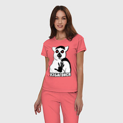 Пижама хлопковая женская Узбагойся, цвет: коралловый — фото 2