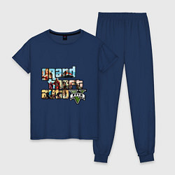 Пижама хлопковая женская GTA 5 Stories, цвет: тёмно-синий