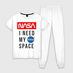 Пижама хлопковая женская Nasa i need my space, цвет: белый