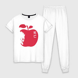 Пижама хлопковая женская Тетрадь Смерти - Рюк и яблоко, цвет: белый