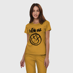 Пижама хлопковая женская BLINK-182, цвет: горчичный — фото 2