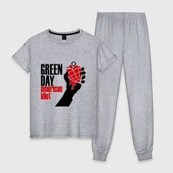 Пижама хлопковая женская Green Day: American idiot, цвет: меланж
