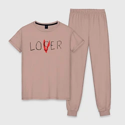 Пижама хлопковая женская Lover, цвет: пыльно-розовый
