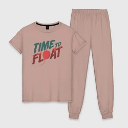 Пижама хлопковая женская Time to float, цвет: пыльно-розовый