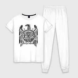 Пижама хлопковая женская Slayer логотип, цвет: белый