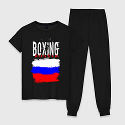 Пижама хлопковая женская Бокс Россия, цвет: черный